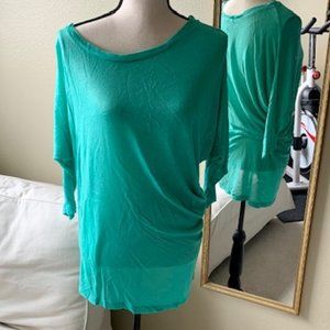 Tart Asymmetrical Metallic Drape Tunic Top